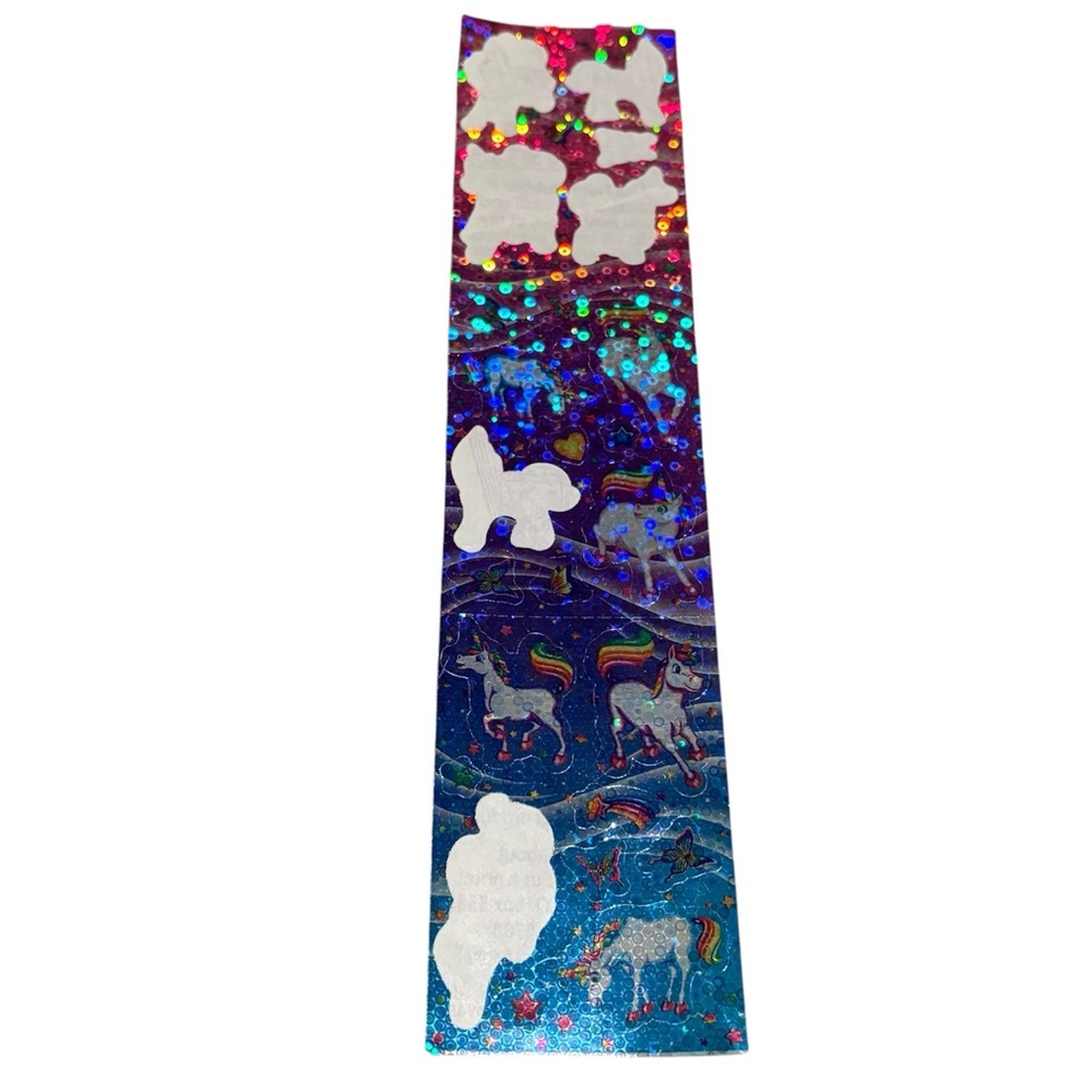 Vintage Lisa Frank Markie Unicorn Holographic Bubble Stickers Strip